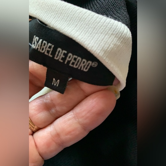 Jami’s Isabel De Pedro Med Black Dress VBack 55% Viscose 45%Nylon Black Off Whit - Picture 8 of 11